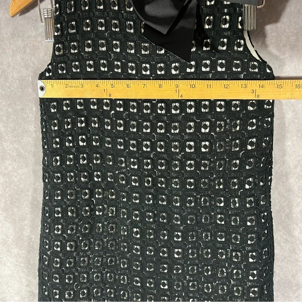 Kate Spade Eyelet Shift Dress Womens 10 Black White Bow Skirt the Rules Coquete